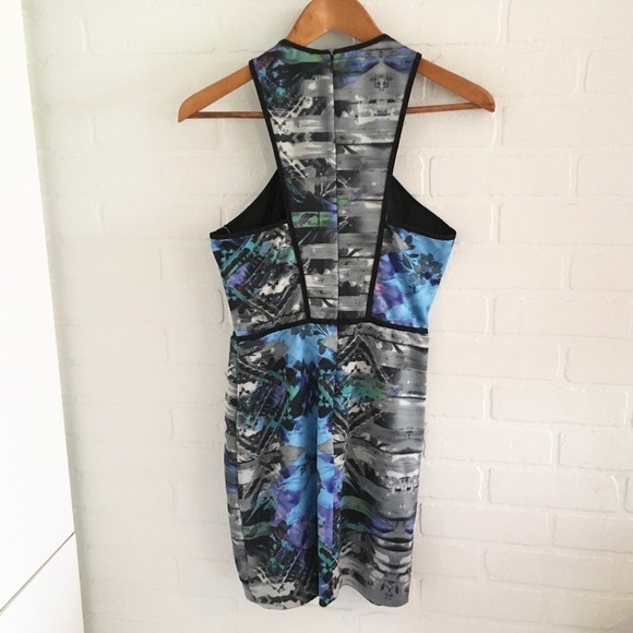Anthropologie x Parker Tobias blue black Abstract print faux wrap mini dress S - Picture 16 of 16